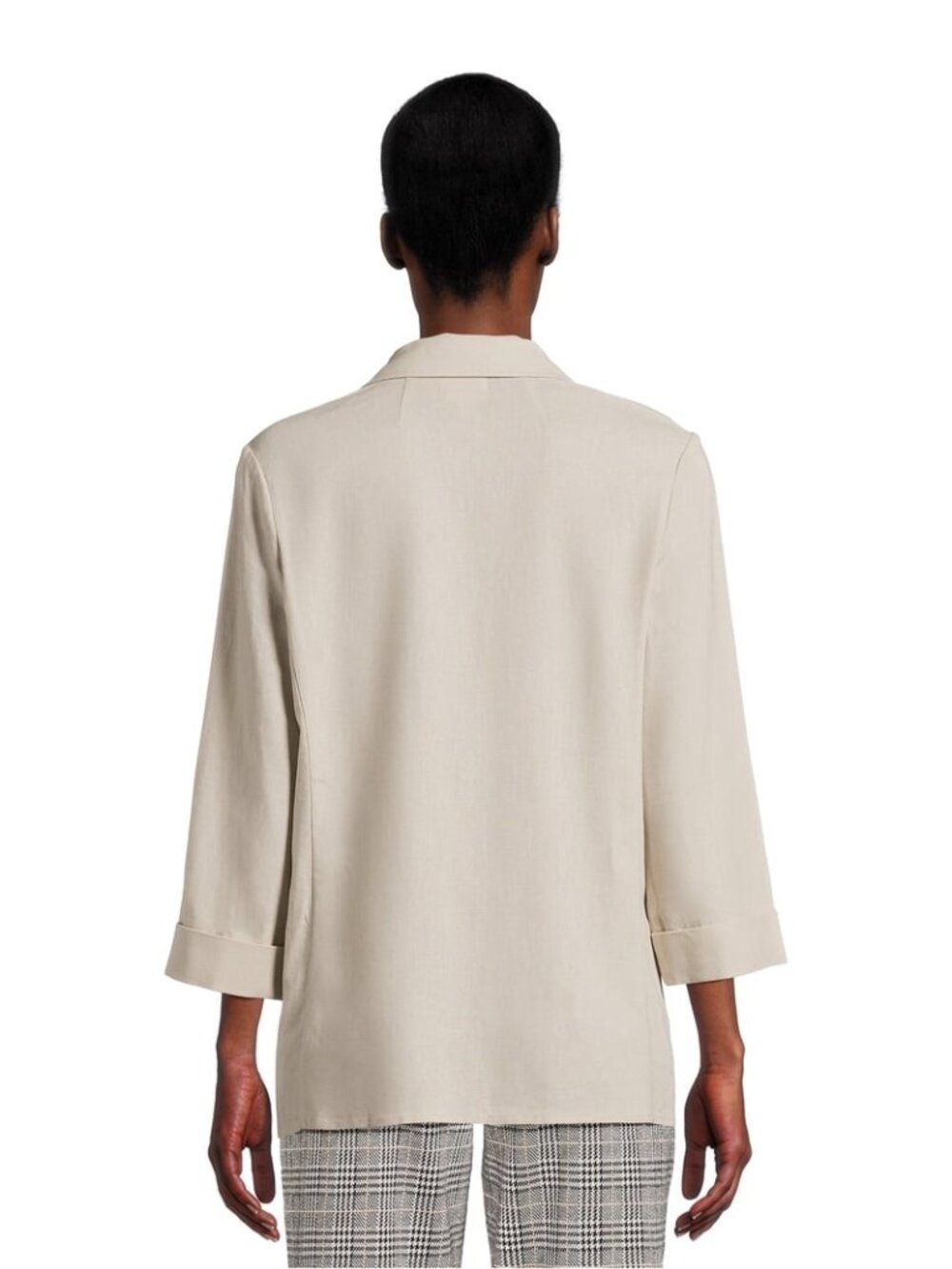 NWOT TIME AND TRU walmart linen blend patch pocket blazer in beige (XL) - Picture 3 of 8